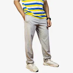 Men's Light Grey Cotton Track Pants | Regular Fit Joggers